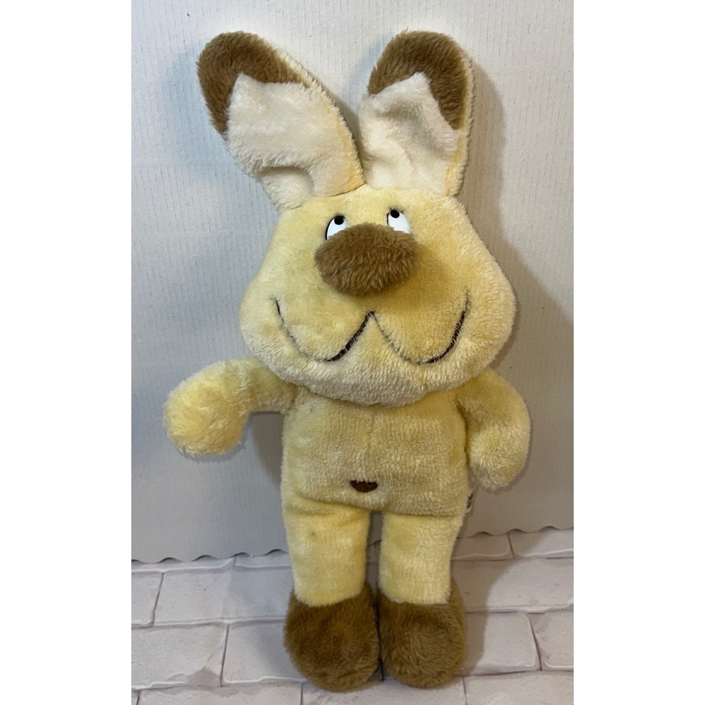 Vintage Cuddle Wit Yellow Bunny Rabbit Plush Stuffed Animal Brown Accents PA-613